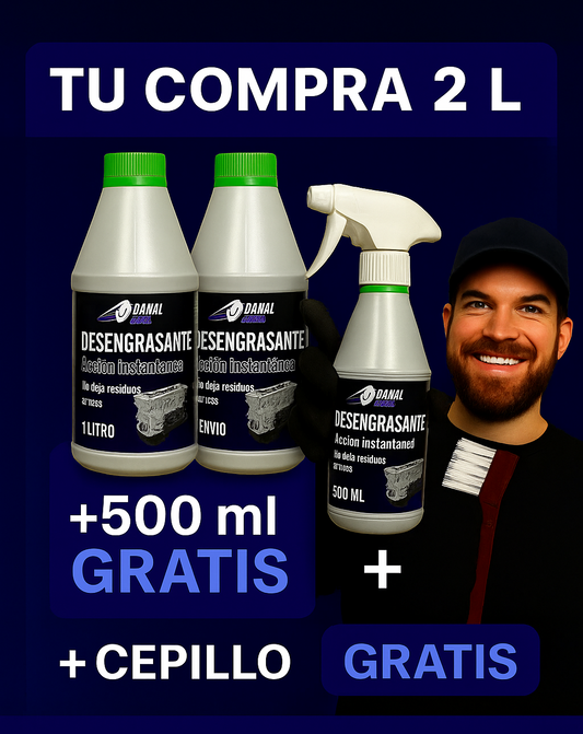 2 L de desengrasante Danal Clean + Atomizador 500 ml Gratis + Cepillo Gratis + Envío Gratis